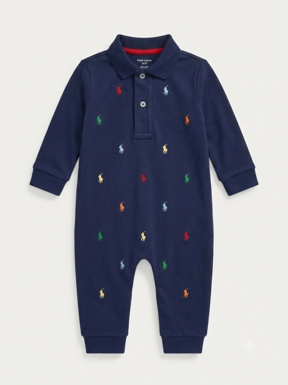 Ralph Lauren Baby Multi Pony Polo Coverall Romper Navy 12M NWOT⁠